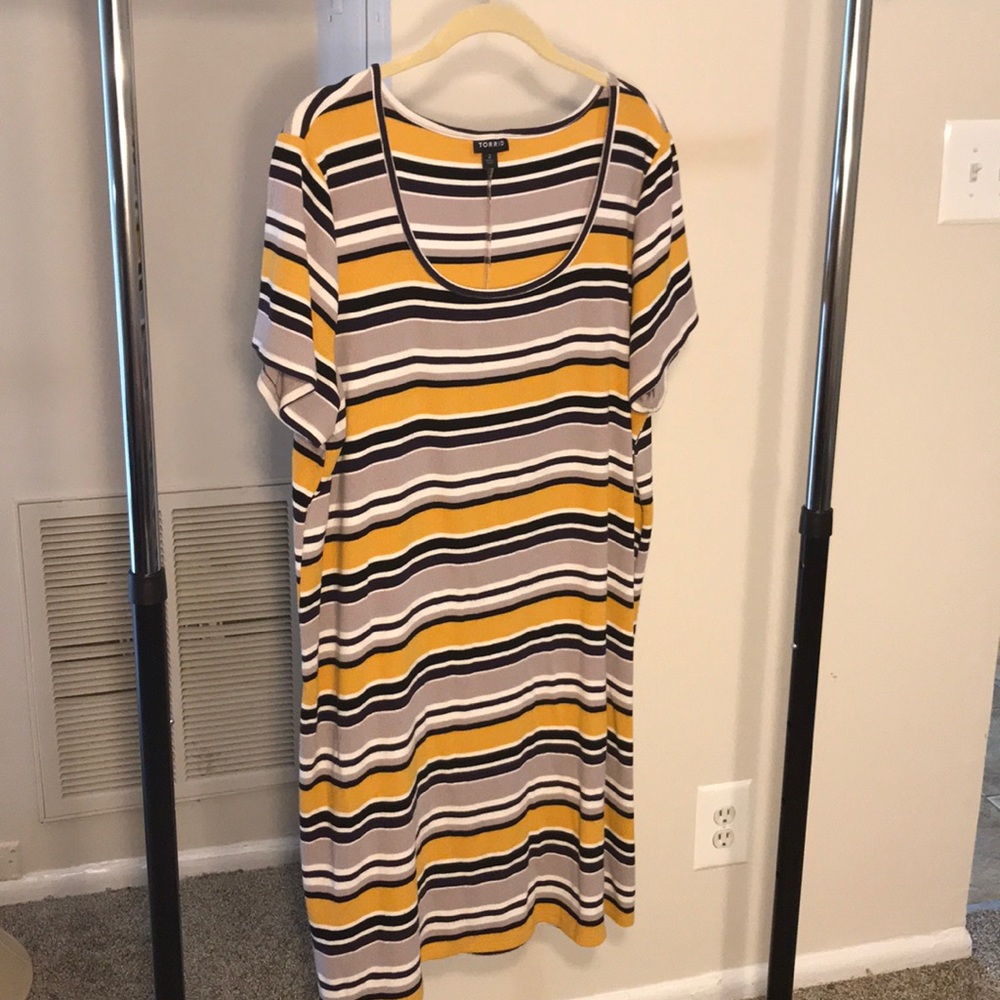 Torrid Striped Midi Dress in Yellow and Black